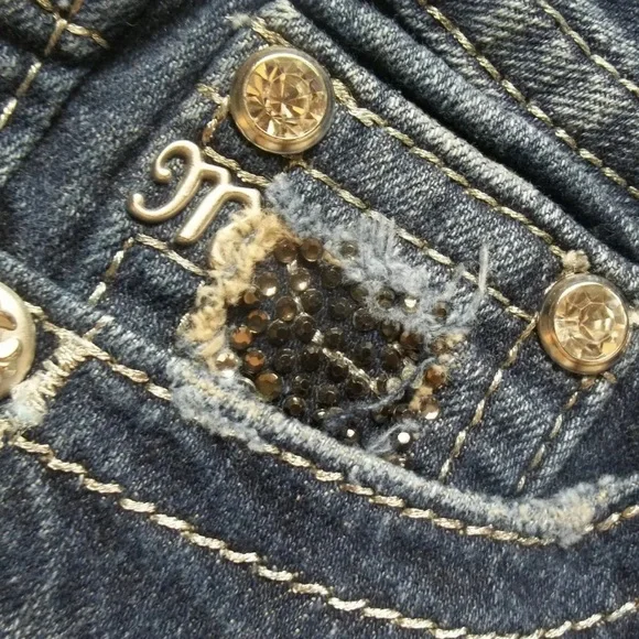 Miss Me Jeans Bling Rhinestones Crystal Studs Boot Cut JP5124B7 SZ 27 Inseam 34 - Picture 3 of 11